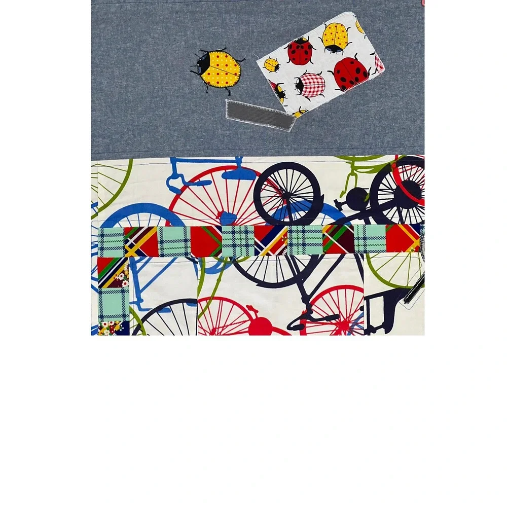 Handmade Happy Campers Quilt 46x50 Bicycle Frog Denim Patchwork Kids Quilt